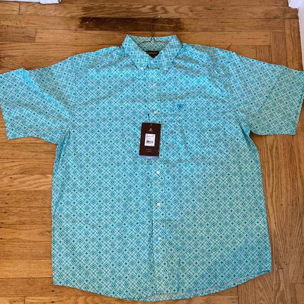 Ariat Mens Size XL/TG Blue Button Down Shirt